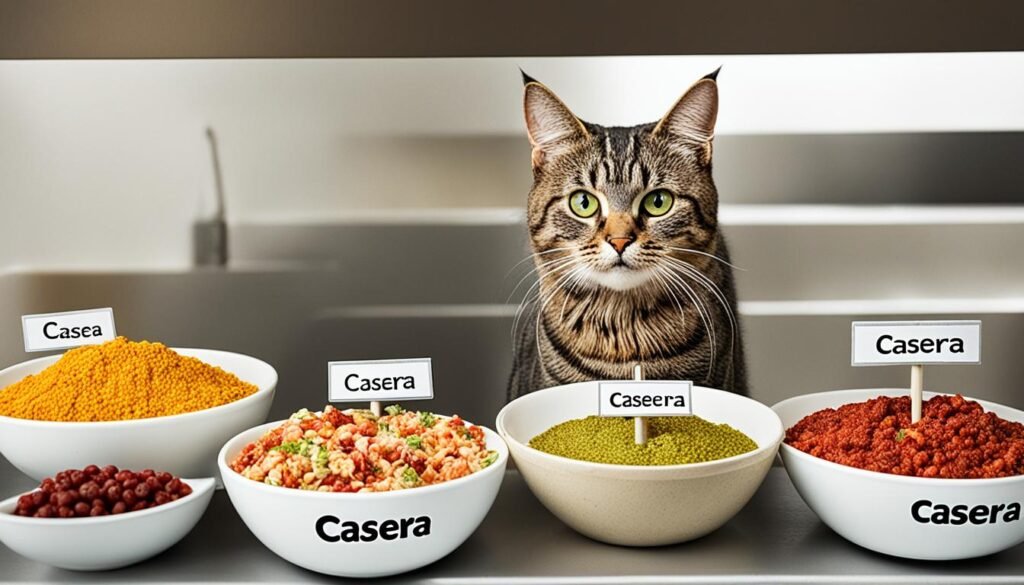 diferencia entre una dieta casera y una dieta comercial para gatos
