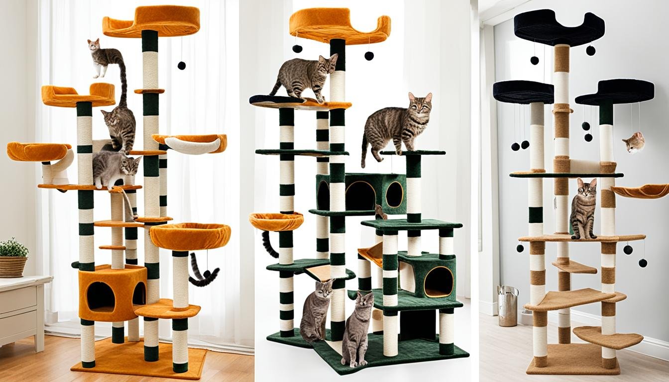 diferentes niveles de altura en el mobiliario para gatos