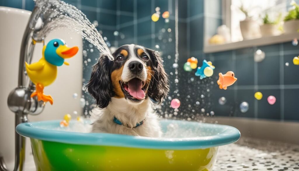 entretenimiento durante el baño de perros