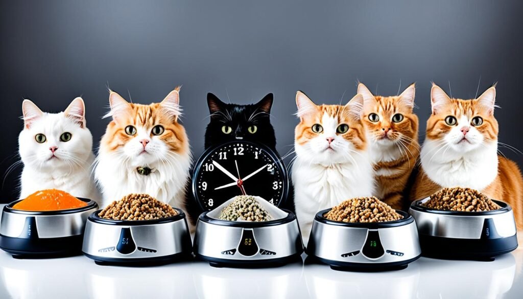 gestión del horario de comidas en hogares con múltiples gatos