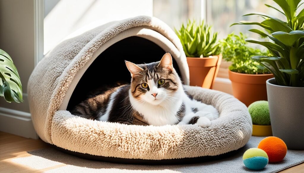 ubicación ideal de la cama para el bienestar de tu gato