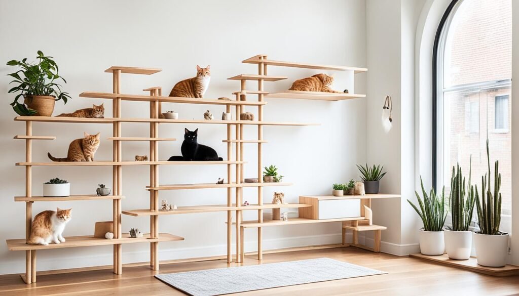 estantes y plataformas altas para gatos